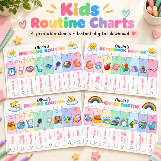 Kids Routine Charts — Complete Superhero Bundle (4 Charts + Rewards)